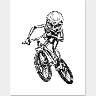 SEEMBO Alien Cycling Bicycle Bicycling Biker Biking Riding Bike Posters and Art